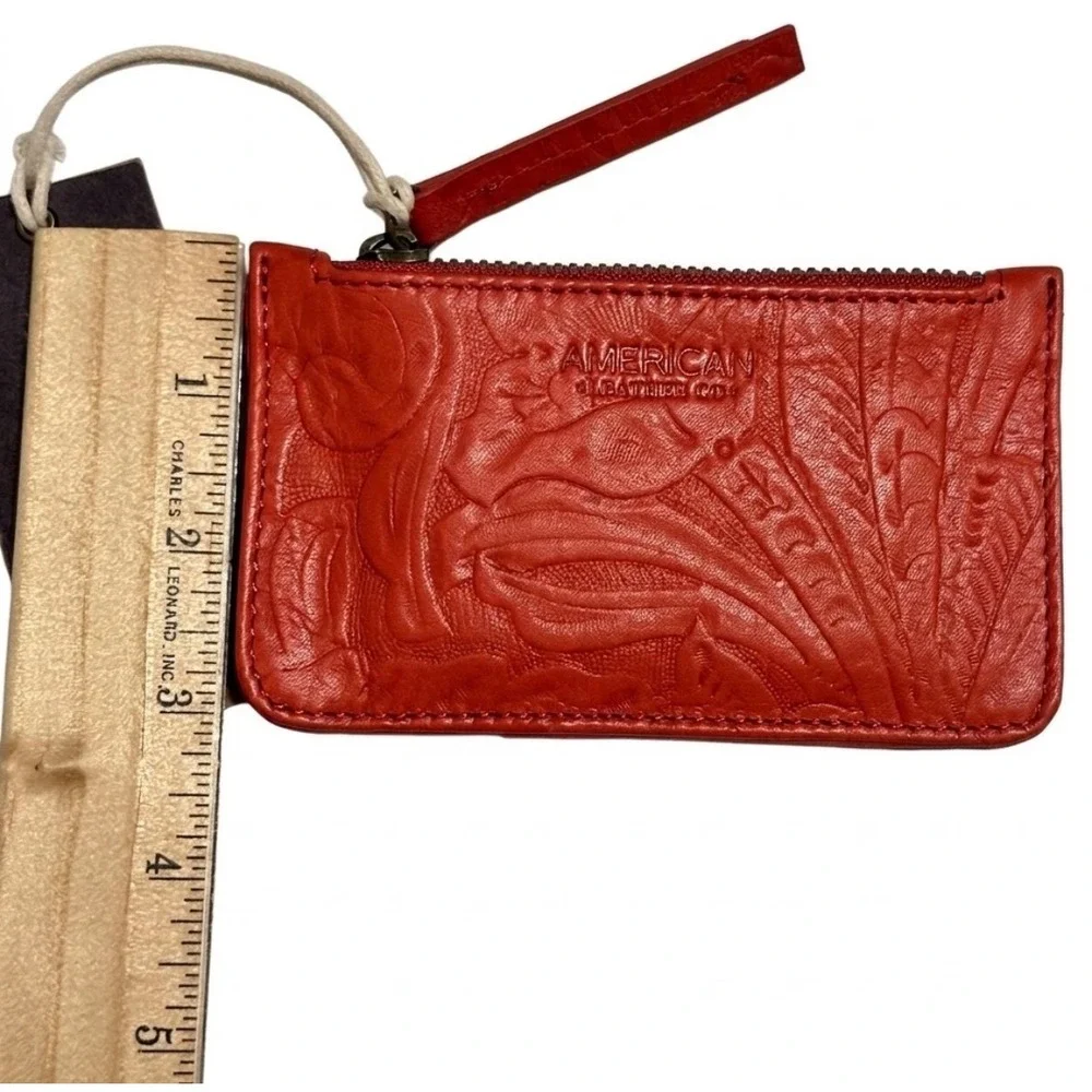 American Leather Co Liberty Wallet Tandoori Tooled Red Leather RFID ALC2310